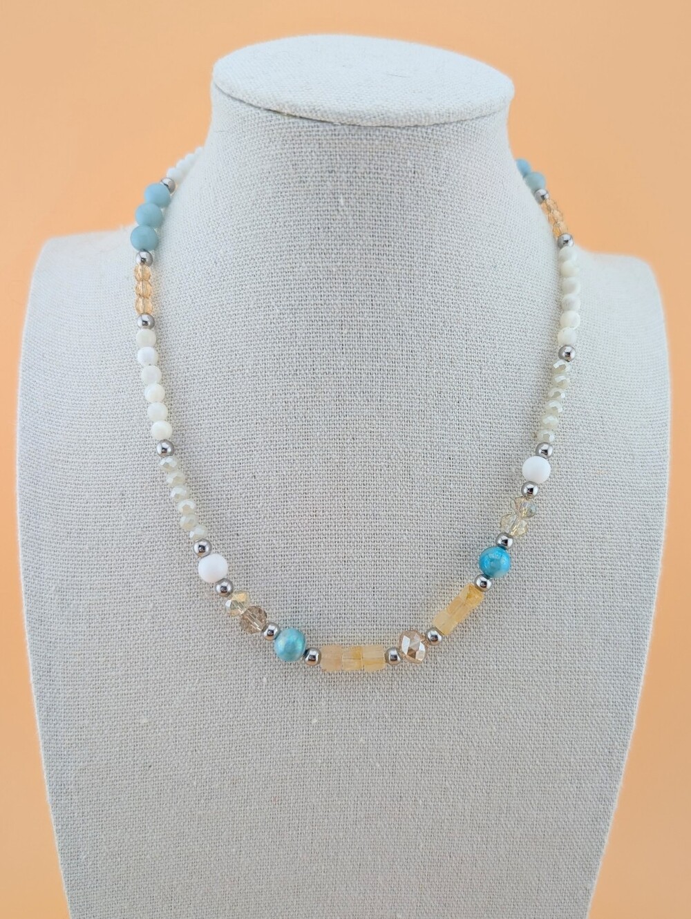 Colorful Gemstone, Shell, And Crystal Beaded Boho Choker Necklace
